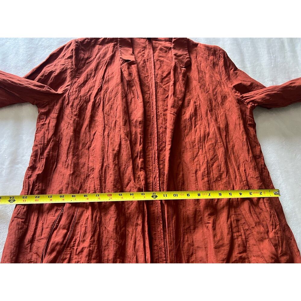 Eileen Fisher Sz Large Paprika Rumpled Organic Cotton Steel Notch Collar Jacket - Picture 15 of 15